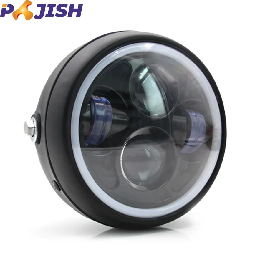 

Universal Modified CG125 GN125 accessories Retro Headlamp 5.75 LED Round Angel Eyes Motorcycle Headlights