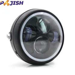 Universal Modified CG125 GN125 accessories Retro Headlamp 5.75 LED Round Angel Eyes Motorcycle Headlights