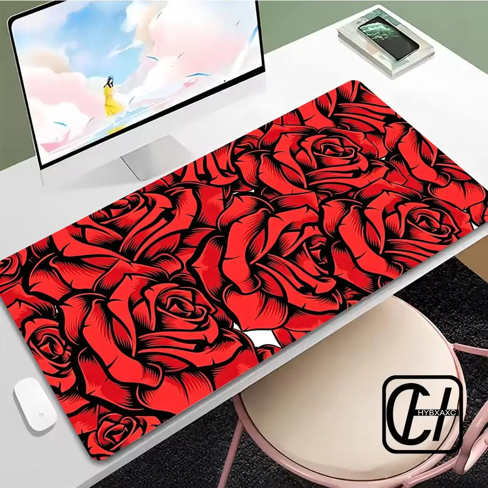 

Cartoon Rose Mouse Pad Large Computer Office Game Table Mats XXL Rubber Anti-slip Gaming Keyboard HYBXXC Long Desk Pad 40X90