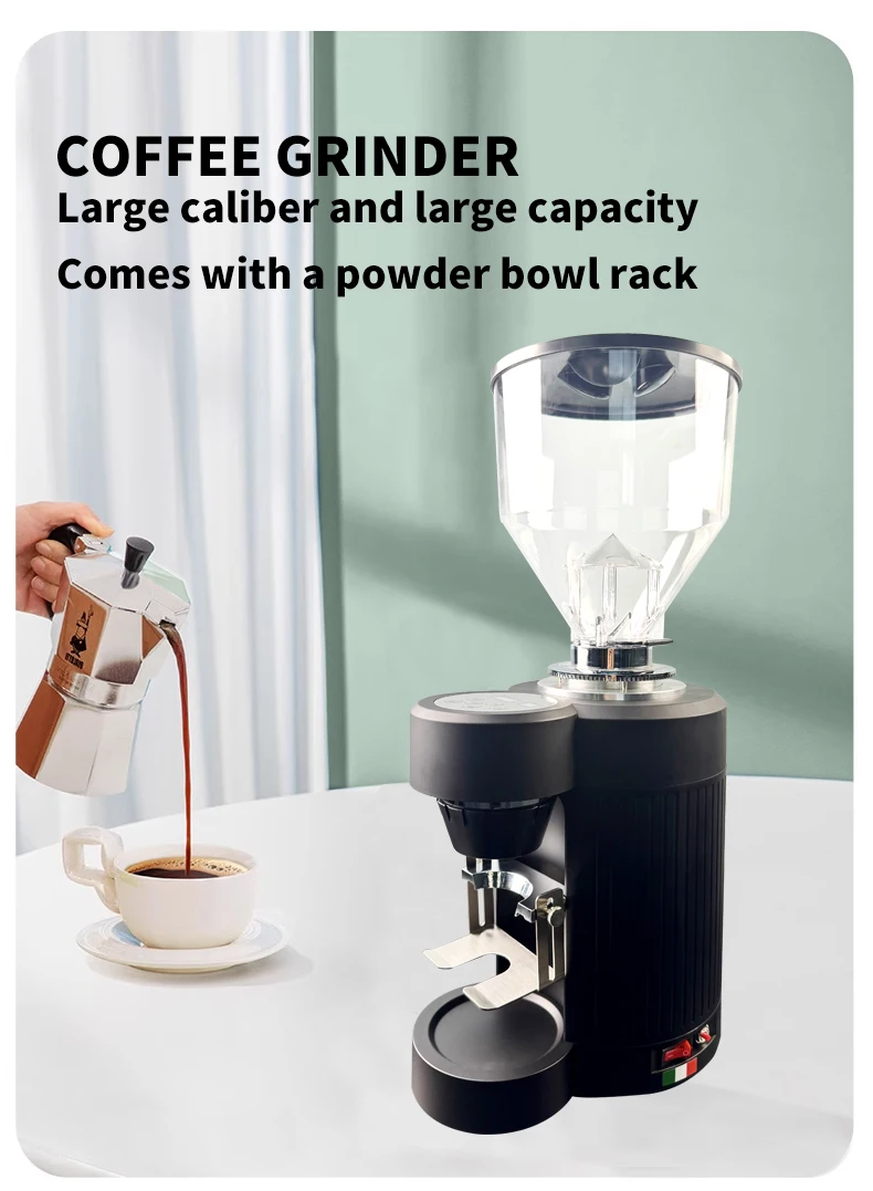 Wholesale New Model Commercial Electric 65mm Flat Coffee Bean Grinder Machine for Household Hotel Use French Language Interface