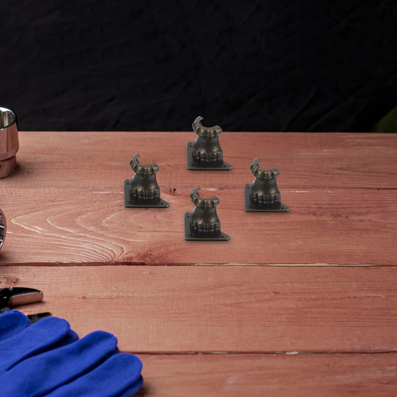 

4 pcs Olive Green Metal Cabinet Legs Decorative Furniture Feet For Jewelry Boxes Wooden Cases Vintage Cabinets Durable Alloy