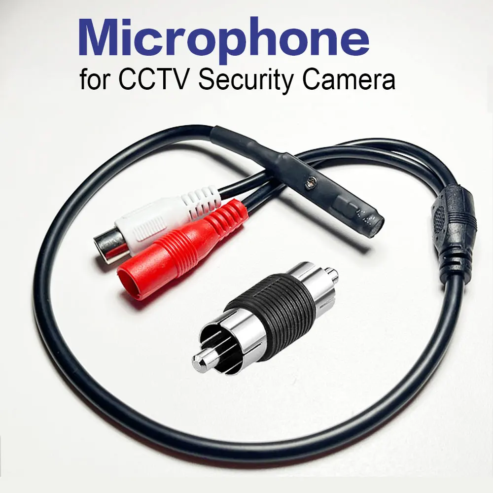 CCTV Microphone wi  th Preamp RCA Audio Out 12V DC — Adjustable Gain — for DVR/NVR & IP Cameras