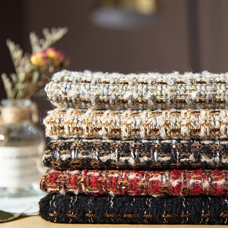 

Vintage Thicken Braided Tweed Fabric By The Meter for Clothing Vest Dress Coat Bag Handmade DIY Sewing Spring Cloth Soft Red