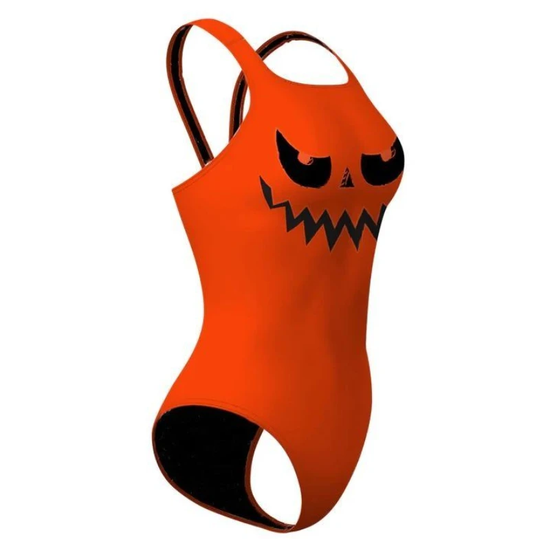 Halloween American INS style conservative wide shoulder women's one-piece swimsuit beach hot spring vacation women's swimsuit