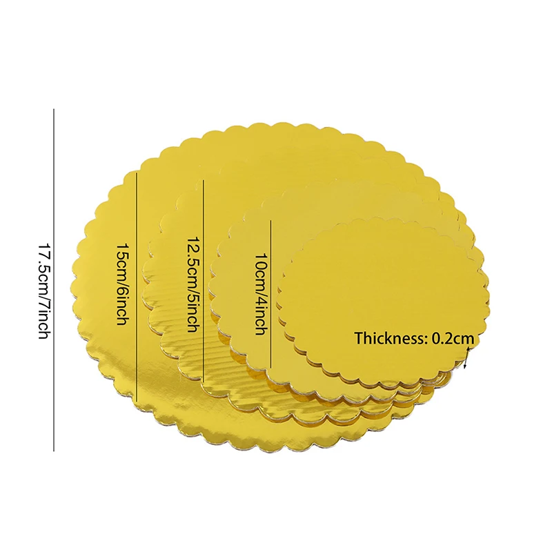 4/5/6/7/8/10 Inch Golden Round Cake Boards Circle Cardboard Base Cupcake Dessert Tray Birthday Party Cake Decorating Supplies - view 6