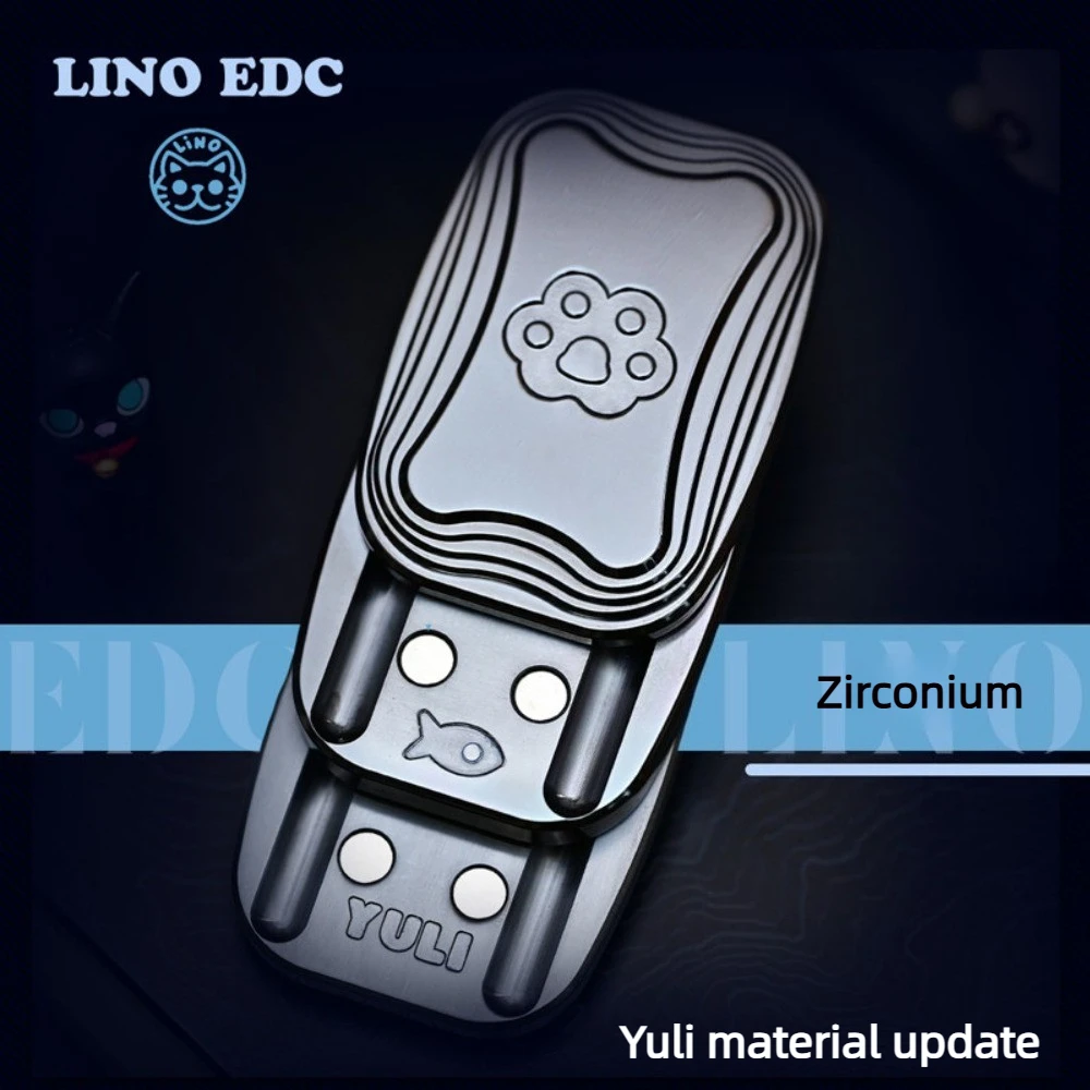 

LINO EDC YULI Zirconium Alloy Polished Magnetic Section Three-Layer Straight Push Fingertip Push Card Decompression Toy