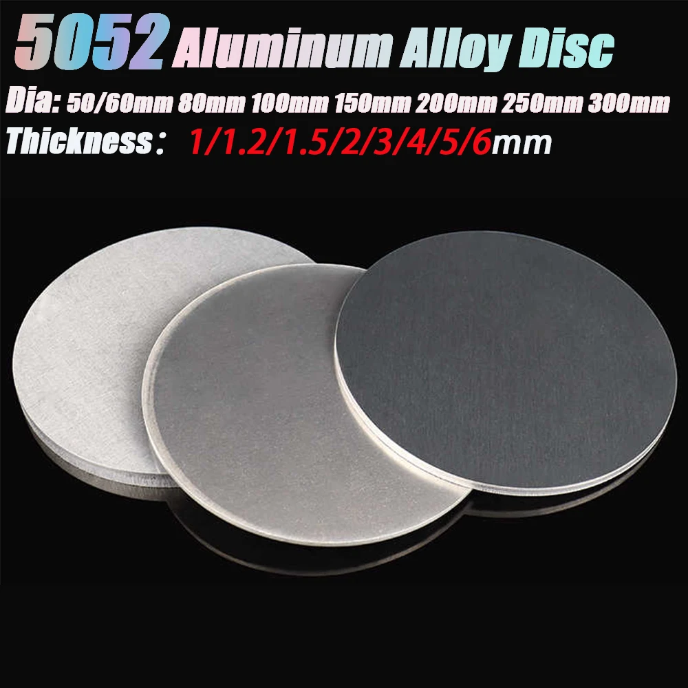 1Pcs Thickness 1/1.2/1.5/2/3/4~6mm 5052 Aluminum Round Sheet Disc Aluminum Round Plate Round Disk Circular Diameter 50-300mm