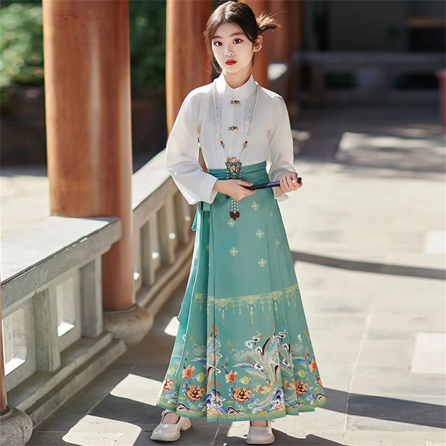 

Girls Horse face Skirt Children Chinese Traditional Style Hanfu Dress Summer Tang Style skirt