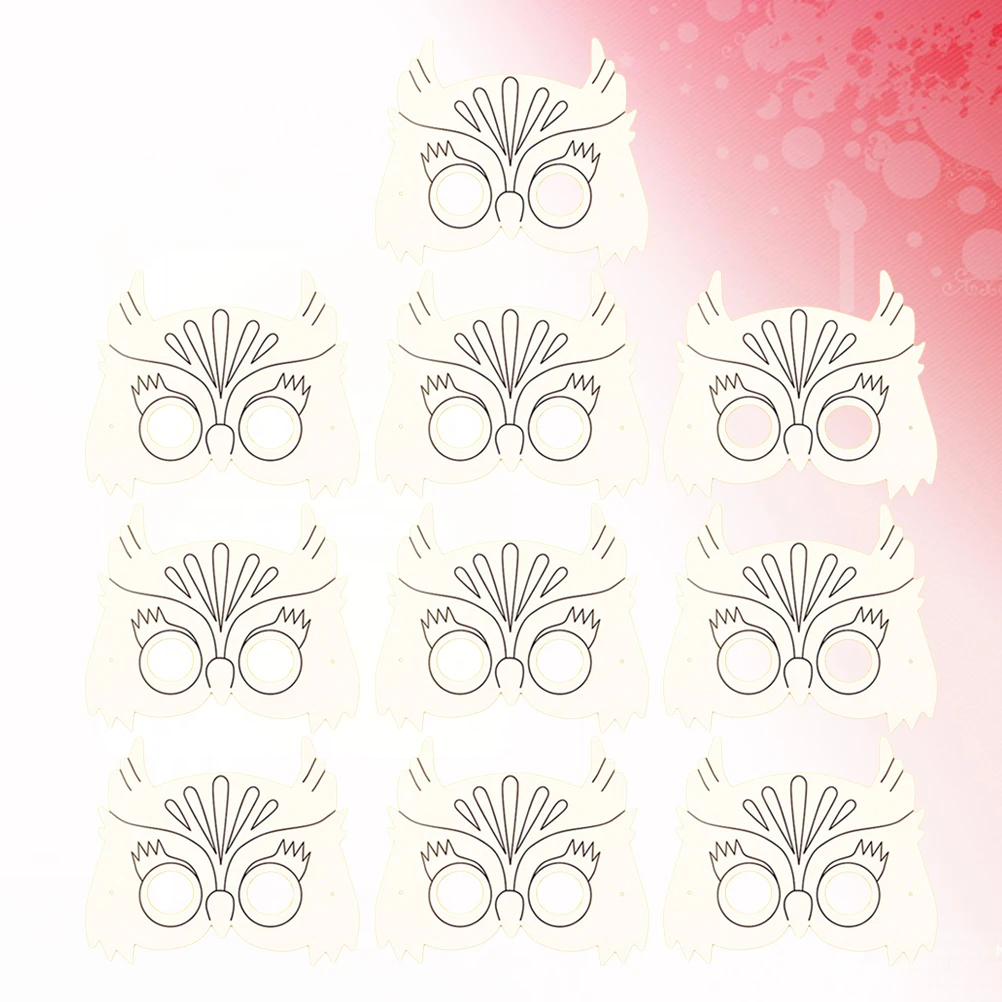 

10Pcs Paper Blank Mask Set Cute Owl Design For Kids Creative Painting Toys Activities Safe Materials