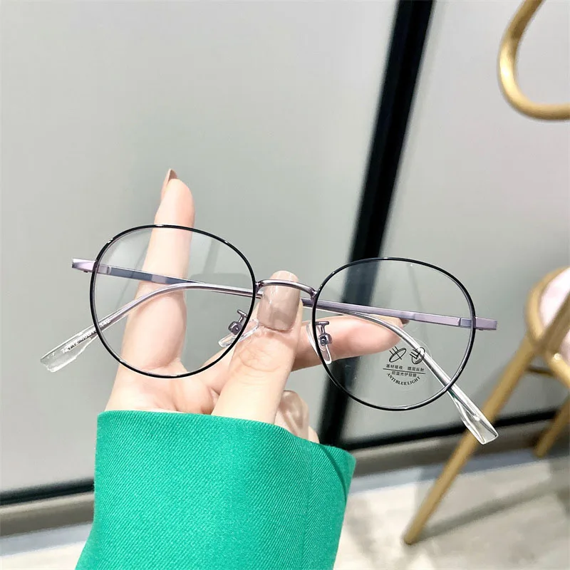 New Style Men’s Eyewear Frames Round Shape Anti Blue Light Glasses Frames Women High Quality Female Glass