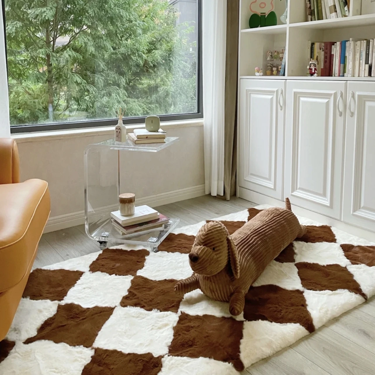 

Fluffy Carpet Thick Home Accessories Floor Mats Bed Room Alfombra Large Area Rug Rhombus Checkerboard Living Room IG Decoration