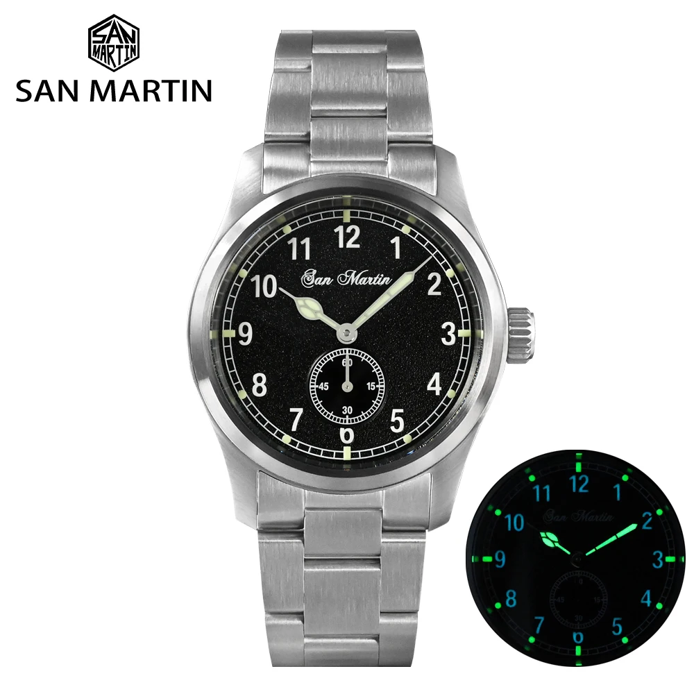 San Martin 37mm Pilot Watch RONDA 6004 Quartz Movement Military Simple Fashion Style Men Wristwatch 20 Bar Luminous Relojes