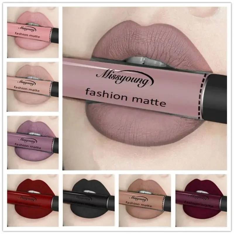 Brillo de labios mate de 18 colores, esmalte de labios líquido mate de larga duración, resistente al agua, lápiz labial para mujer, brillo de maquillaje de belleza