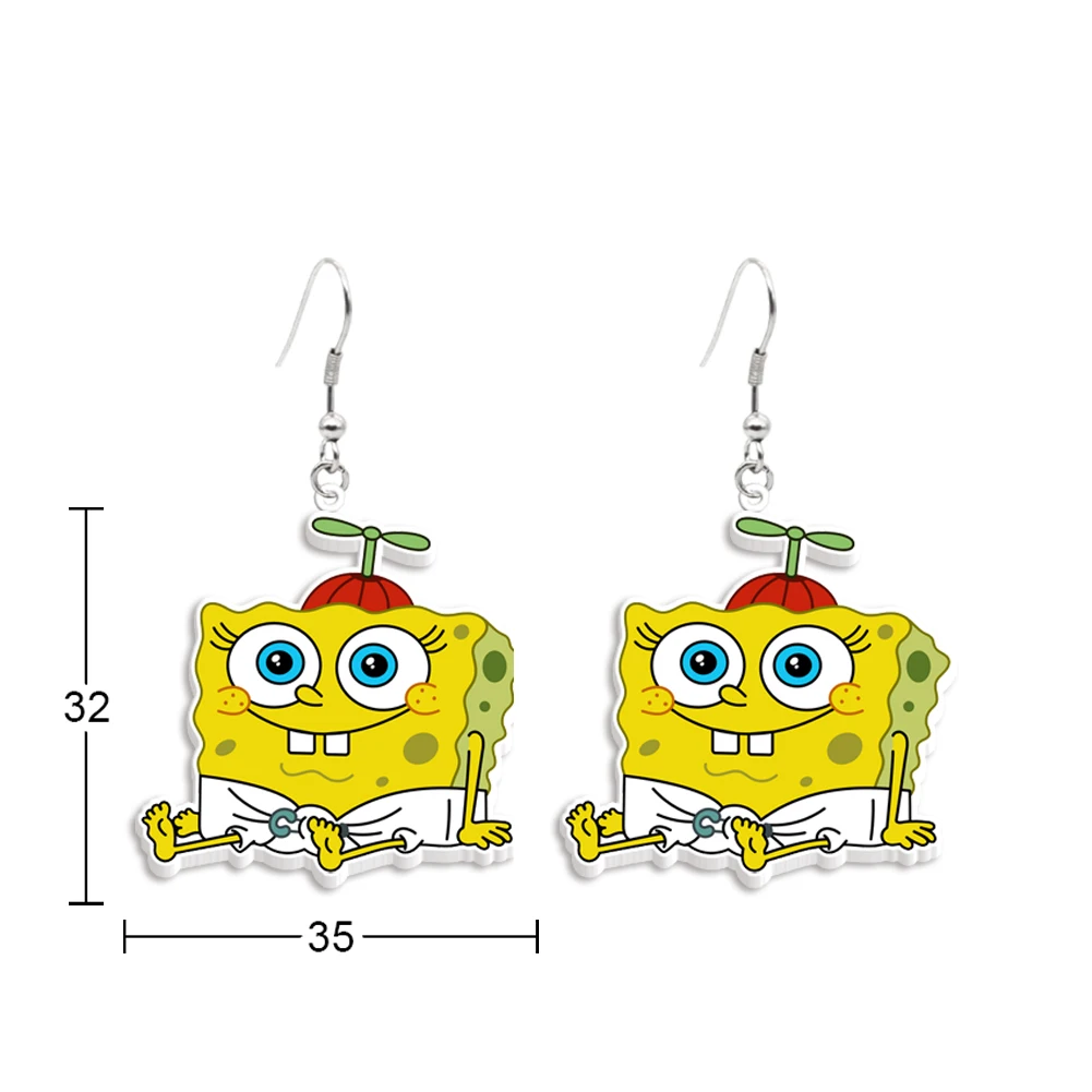 Bob Esponja Dos Desenhos Animados Brincos De Acrílico, Famoso Anime Gota Gancho, Brinco De Filme, Jóias Artesanais, Resina Epóxi, Brinco De Gancho De Peixe