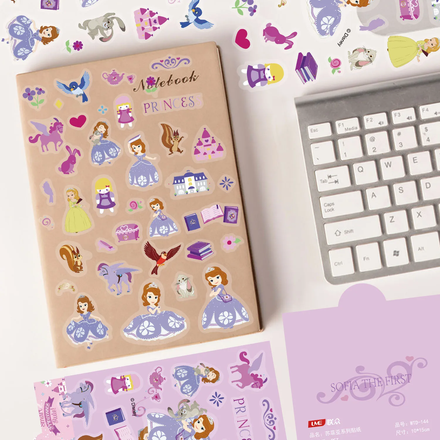 2 pezzi adesivi principessa Sofia Disney decalcomanie graffiti estetiche trasparenti per bambini laptop bagagli scrapbook adesivo diario