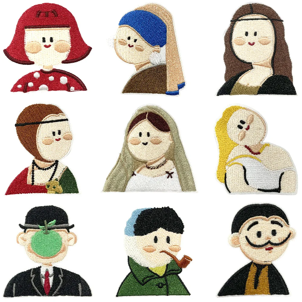 

New World Famous Painting Series Patch Cloth Sticker Embroidery Patches Label Back Adhesive Ironing Wholesale Clothing