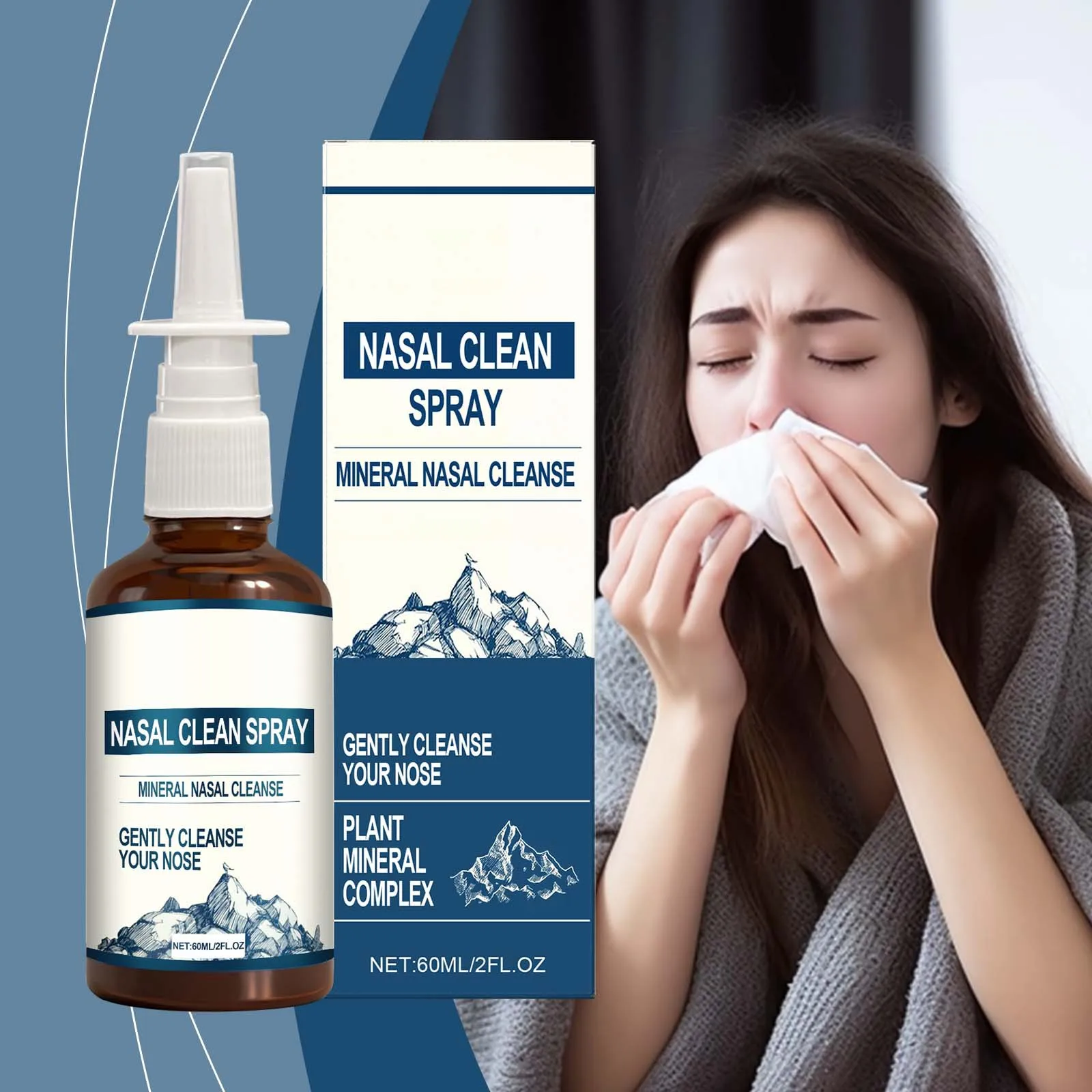 Nasal Clean Spray Gentle Cleaning Nasal Remove Nasal Pollutants Relieve Nasal Congestion Discomfort Moisturizing Nasal Care 60ml