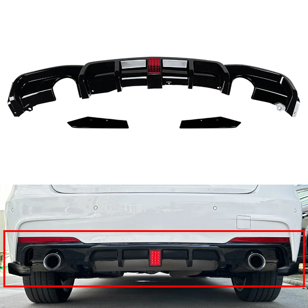 Side Accessories Spoiler Lip Rear Bumper Protector 3Pcs For BMW 3 Series F30 F31 F35 M Sport 2012-19 ABS One Outlet Two Side