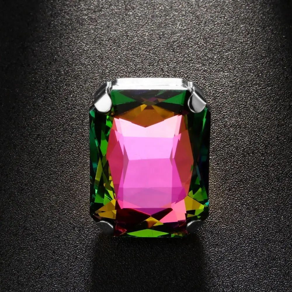 Rectangle Shape Rectangle Rhinestone Ring Rhinestone Crystal Large Size Adjustable Crystal Ring Exaggerated Giant