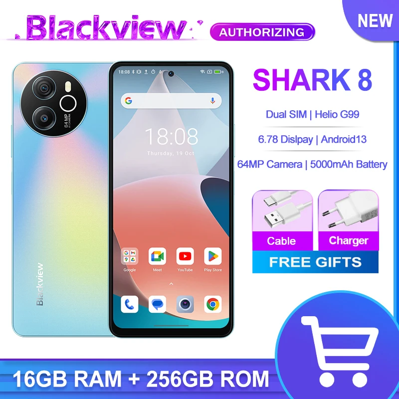 blackview shark smartphone 678 display 16 gb 256 gb helio g99 android 13 64 bit 647678 01