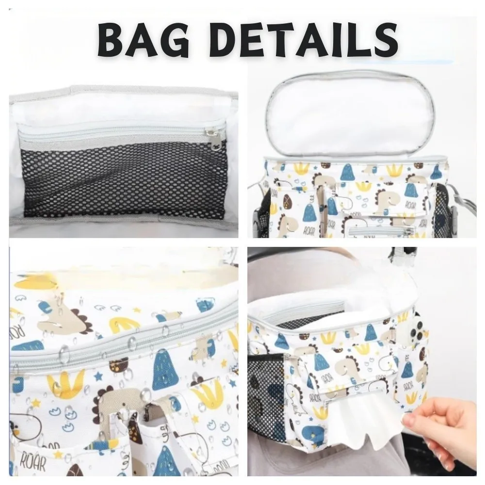 Oxford cloth Baby Stroller Bag Large Capacity Printed Cartoon Stroller Organizer Multi-functional Stroller Accessories