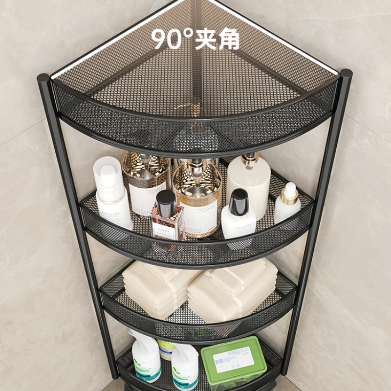 Triangle storage rack, bathroom, bathroom rack, wall corner, toilet, washbasin, cosmetics, floor to floor, non perforated shower