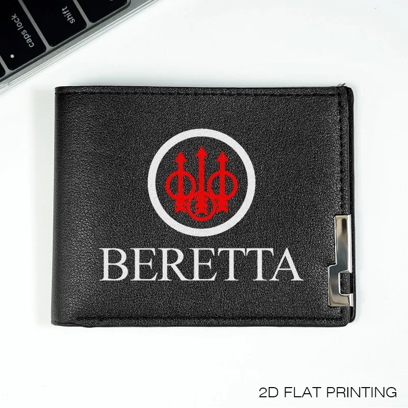 محفظة BERETTA منقوشة بشعار PU للرجال، حامل بطاقات عمل رفيع، خفيف الوزن ومتين، تصميم عصري وبسيط للاستخدام اليومي #1