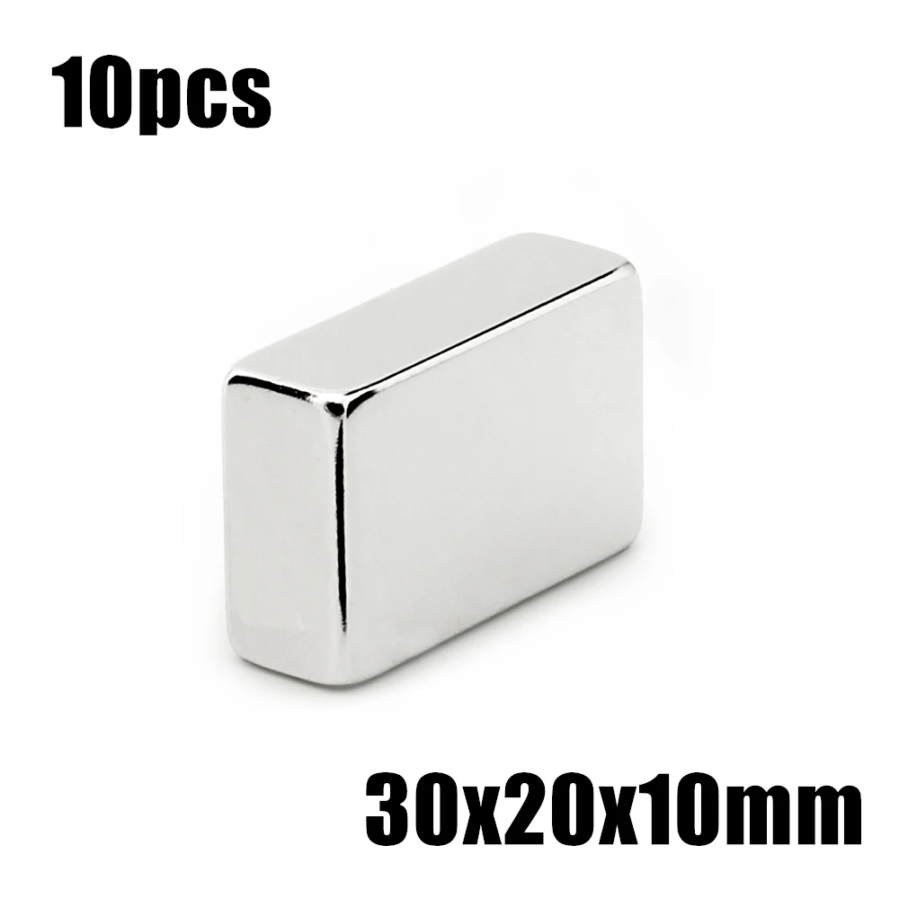 10pcs 30x20x10mm Super Powerful Strong Rare Earth Block NdFeB Magnet Neodymium N35 Magnets 30*20*10mm