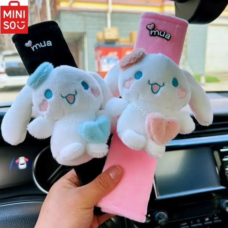 

MINISO Sanrio CinnamonDog Car Cartoon Plush SeatBelt Shoulder Protection Anti-wear Anti-strain Kawaii Seat Belt Decorative Cover