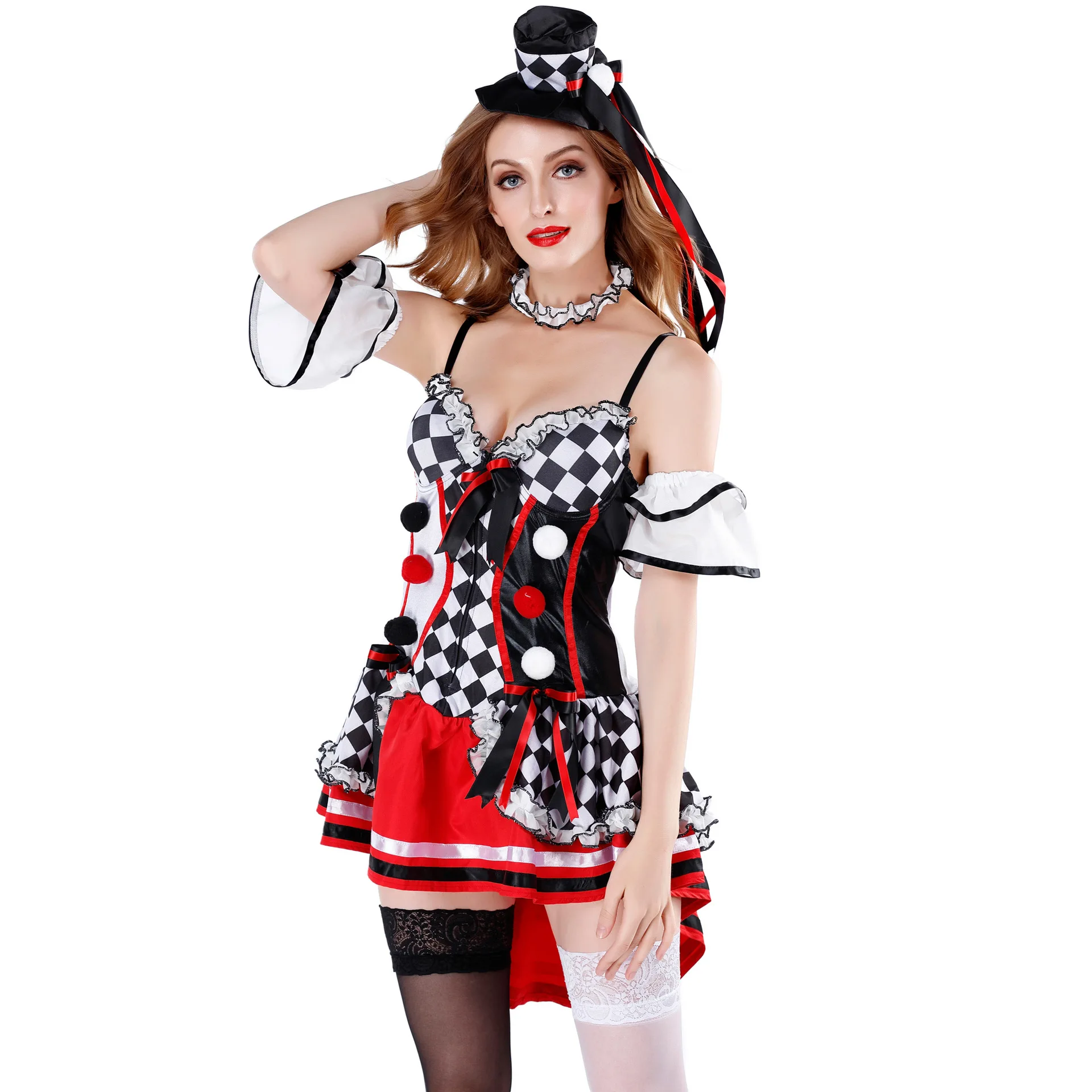 Halloween Costume Sexy Clown Costume Circus Adult Female Magician Cosplay Role Play Costume Stage Performance