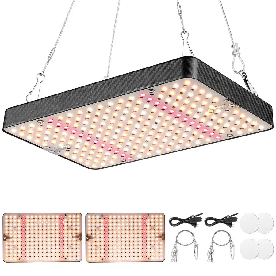 

Lights 2 Pack, Hanging Grow Lights for Indoor Plants, 200W UVIR Full Spectrum Led Grow Light for Seed Startin