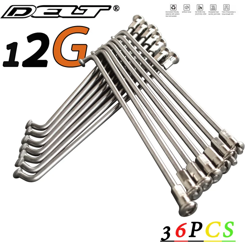 DELT 36 Pcs  MTB ROAD 304 Stainless Steel Bicycle Spokes,12G（2.55mm）108/136/176/200/218/223/225MM Nipples Tip E-Bike Parts