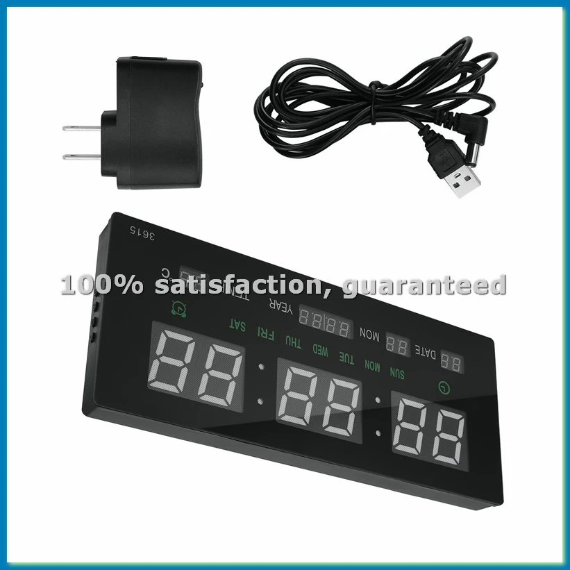 

Светодиодные электронные часы-календарь, цифровые настенные часы с будильником, часами с функцией оповещения каждые часы, термометром и дисплеем времени, для дома, зеленые-ABLM