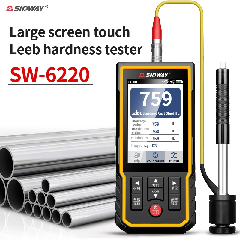 SNDWAY Durometer SW-6220 Large Touch Screen 170~960HLD USB Charger PC Analysis Metal Gold Stainless Steel Split Hardness Tester