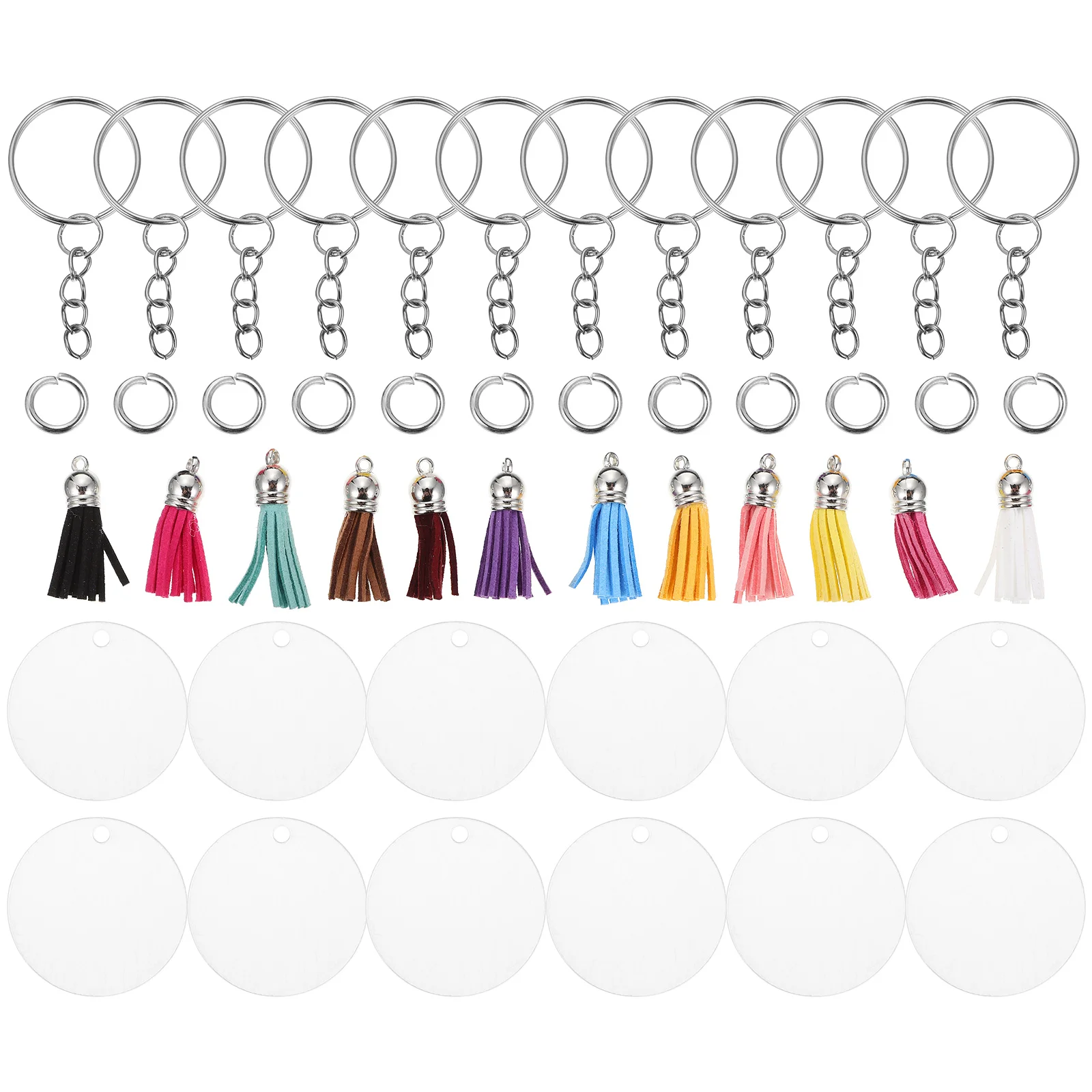 

Charms for Bracelets Bulk Blank Keychains Acrylic Tassel Design Rings Kit Stainless Steel