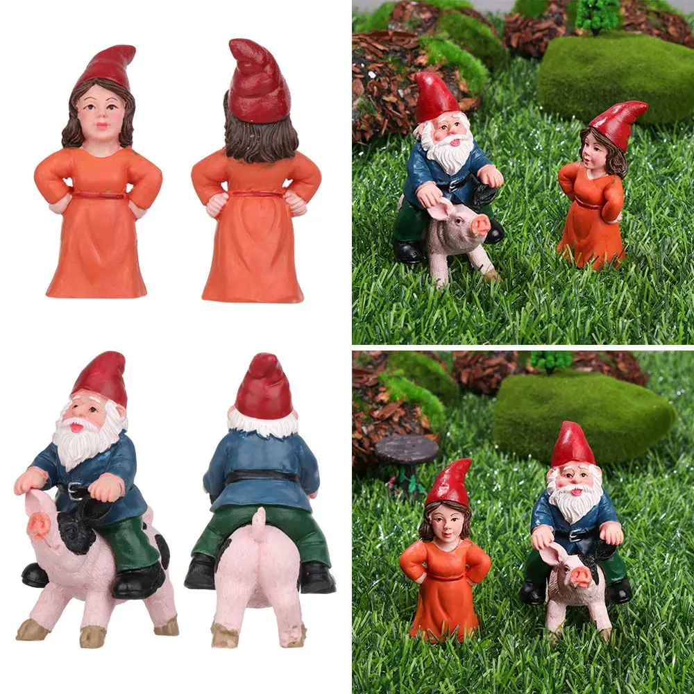 المناظر الطبيعية الصغيرة الزهرية الحلي الجنية حديقة الزينة ركوب خنزير جنوم أنثى عفريت تمثال مصغرة قزم تمثال #1