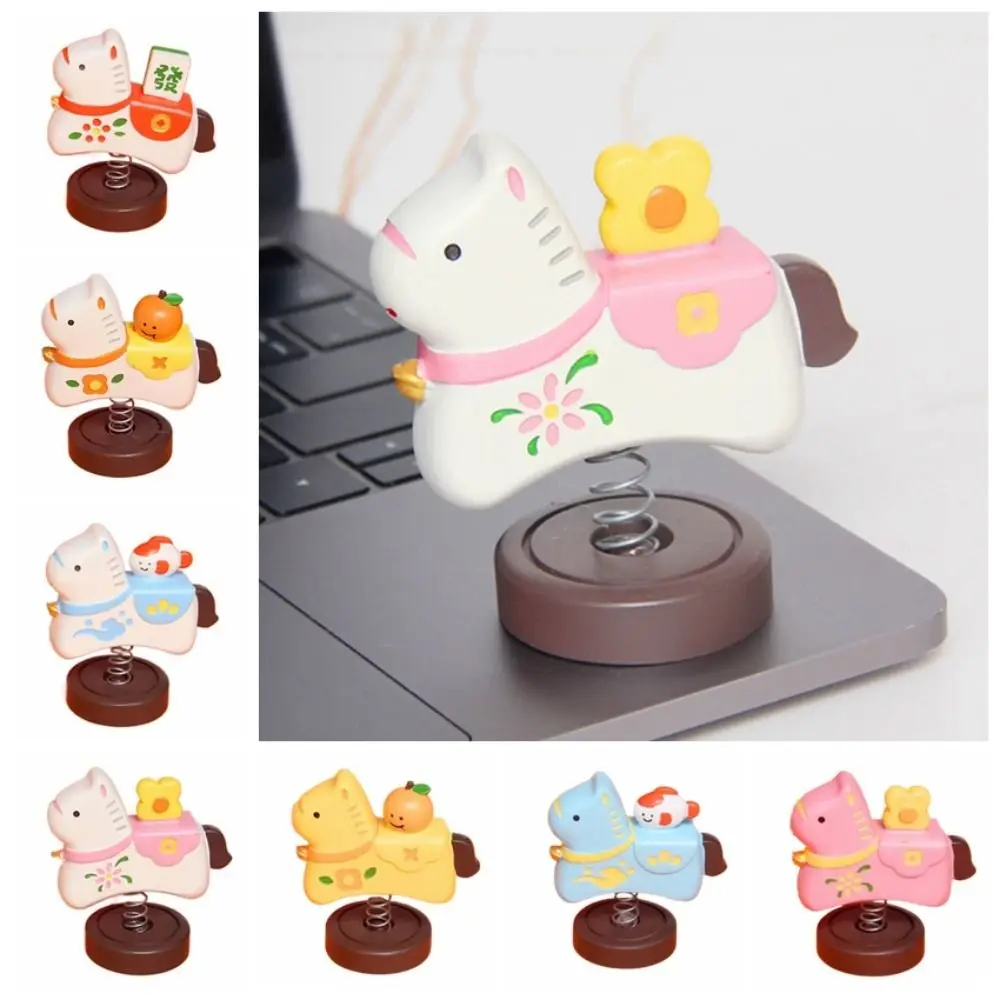 الكرتون زودياك الحصان الحلي يدويا هزاز زودياك الحصان الديكور DIY بها بنفسك الحرفية مع الربيع الراتنج الكرتون تمثال الحصان #1