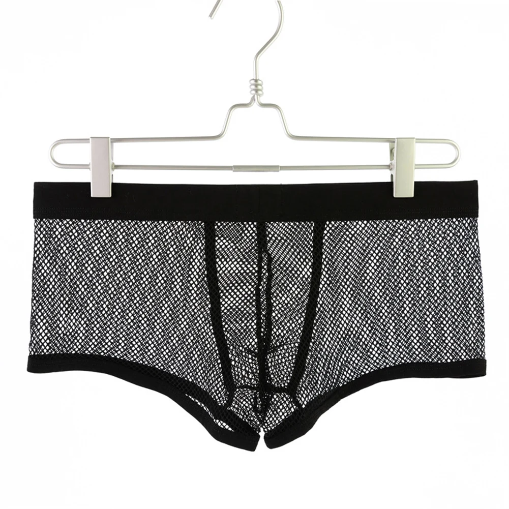 

2XL Men Boxer Shorts Breathable Panties Classic Style Comfortable Fit Elastic Waistband Hollow Design Low Waist