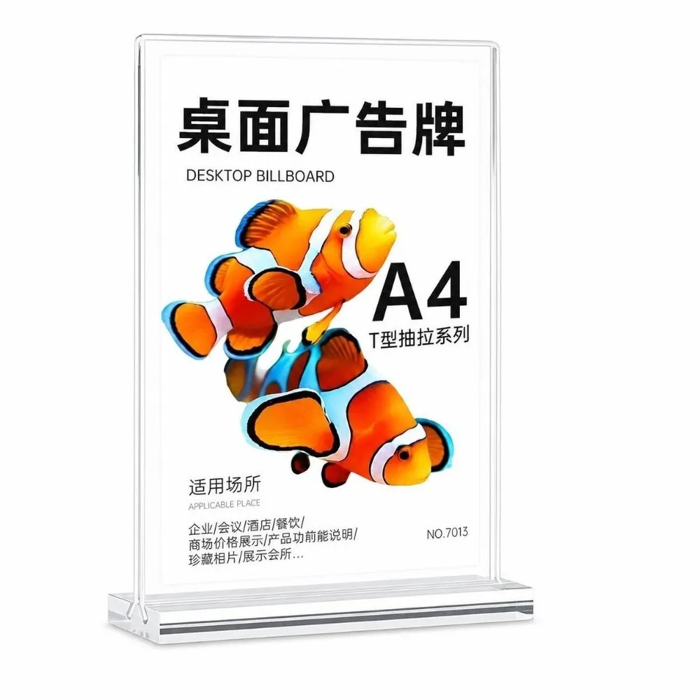 High Quality A4/A5/A6 Desk Display Stand Double Side Clear Acrylic Menu Stand Holder Transparent Ad Frame Restaurant