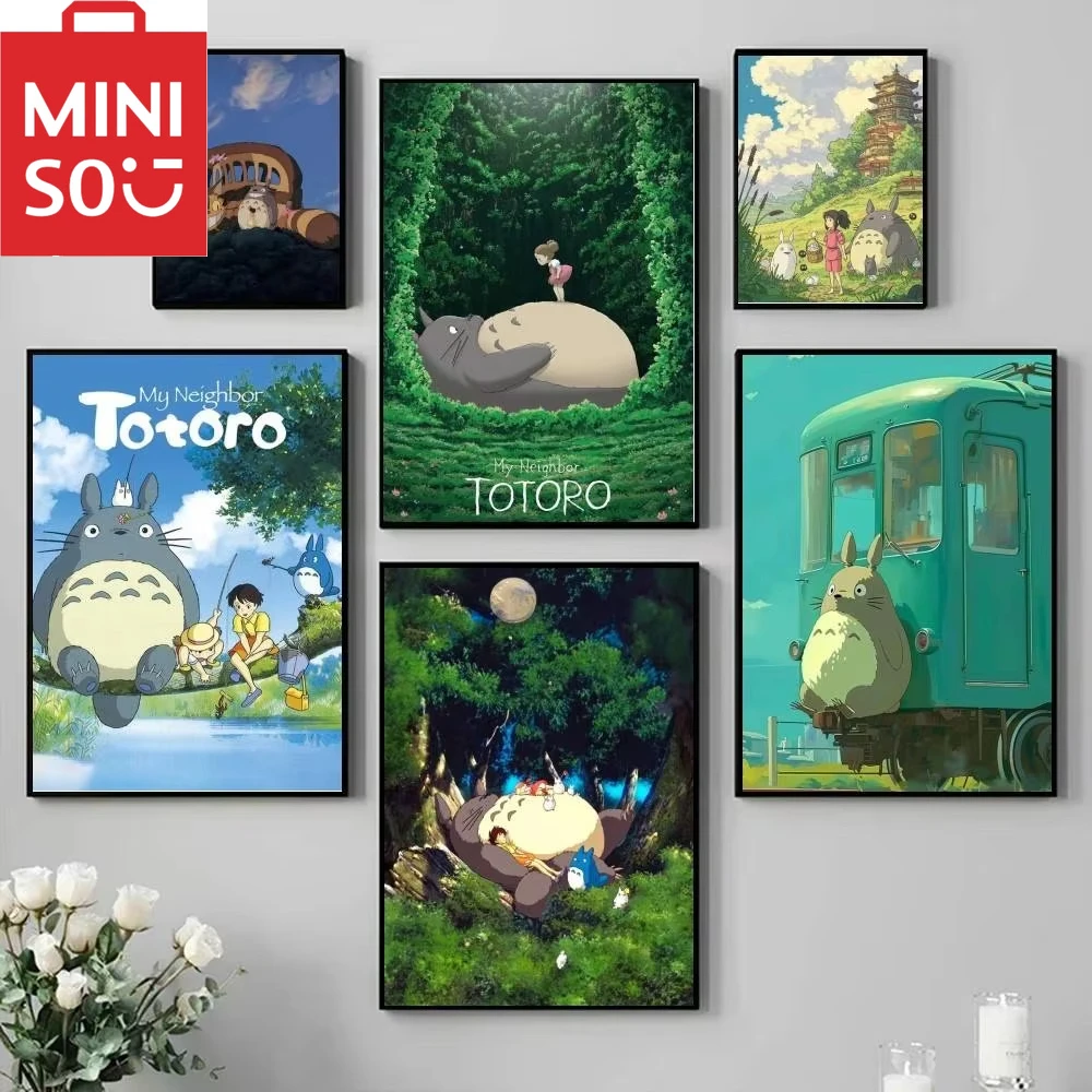 MINISO pintura por números para adultos mi vecino Totoro Spirited Away terapia Mental manualidades decoración del hogar, arte de pared, sala de estar