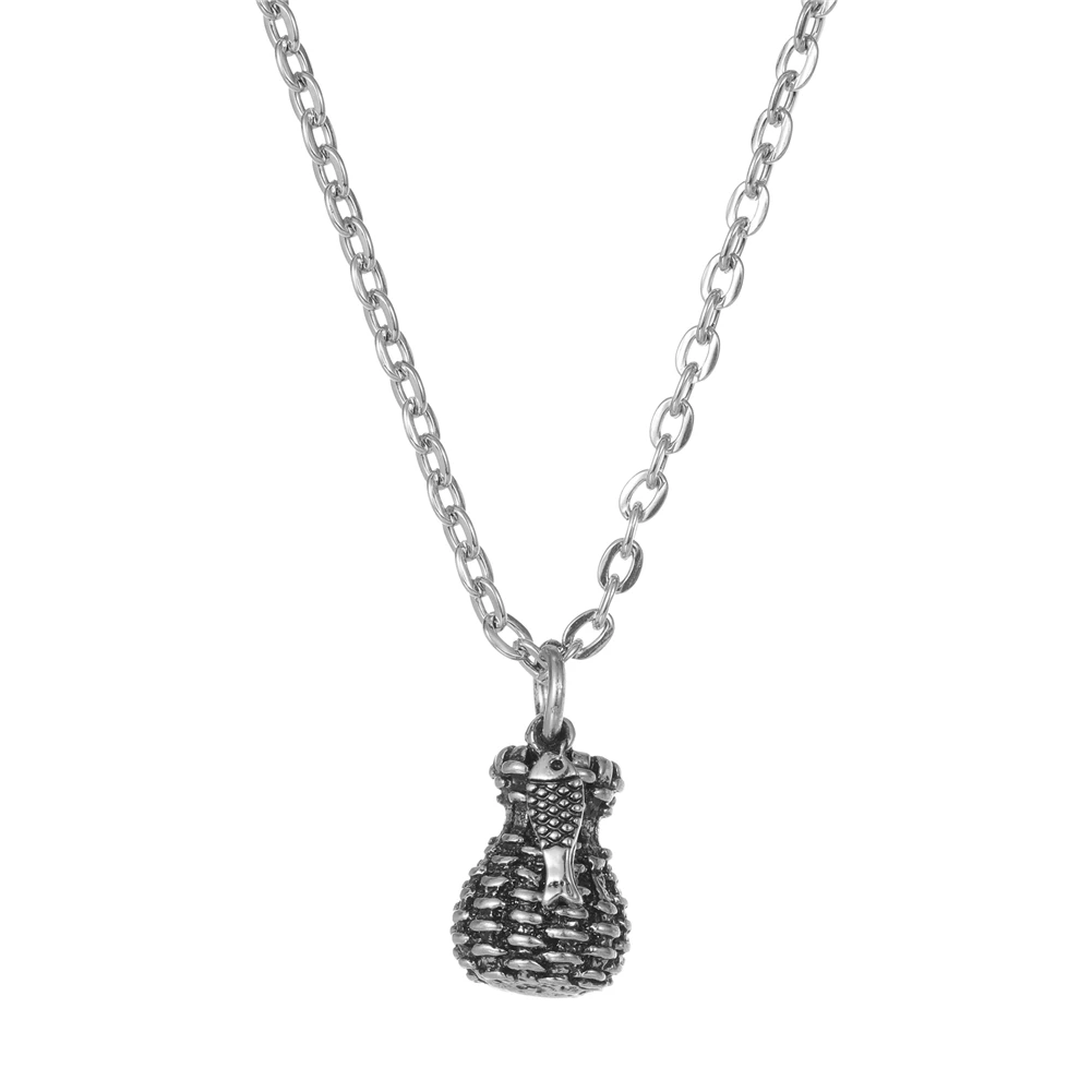 Collier argenté personnalisé en forme de petit panier de poisson pour homme, collier étanche en acier inoxydable, 03/Wear, 2024 mn