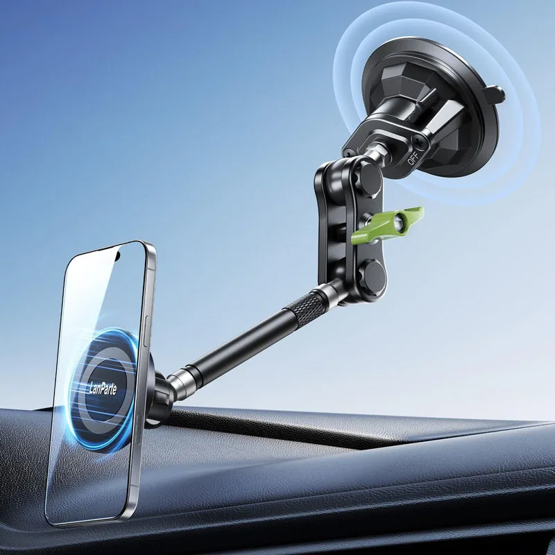 

Lanparte Magnetic Car Phone Holder [Strong Suction&Strong Magnetic] 360° Adjustable Car Phone Mount for Windshield,Durable Metal