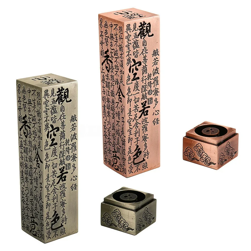 

Incense Burners Heart Sutra Alloy Buddhist Incense Stick Burning Joss Insence Box Burner Home Decor Antique Aromatherapy Stove