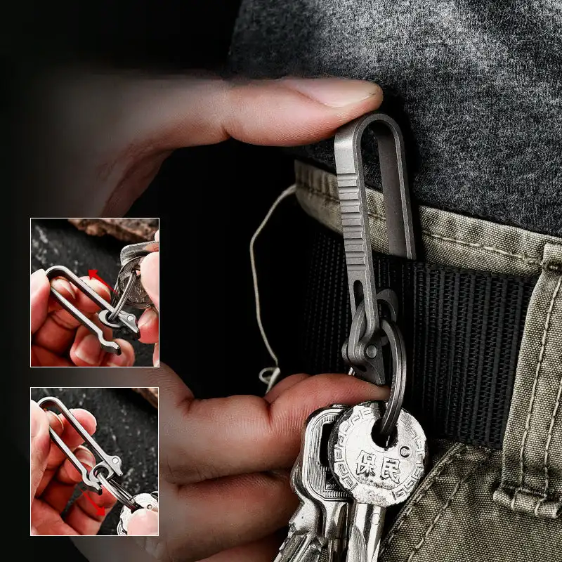 Titanium Alloy Belt Buckle Portable Multifunctional Metal Belt Buckle EDC Spring Movable Hanging Buckle Portable
