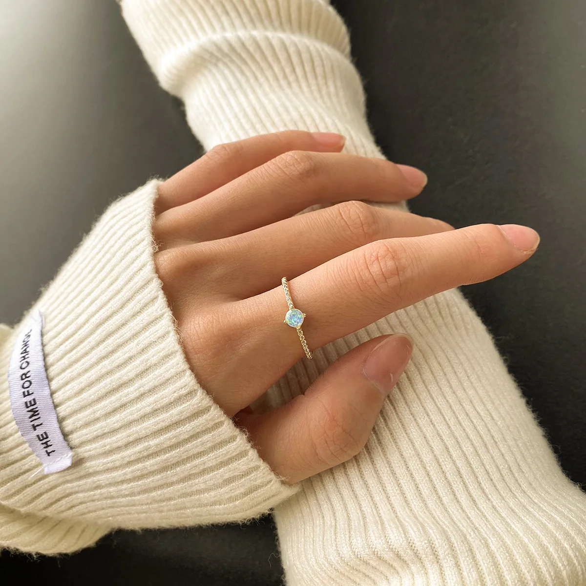 

Легкое роскошное кольцо уникального дизайна для женщин, элегантное кольцо из стерлингового серебра 925 пробы с опалом, идеально подходящее для повседневного ношения