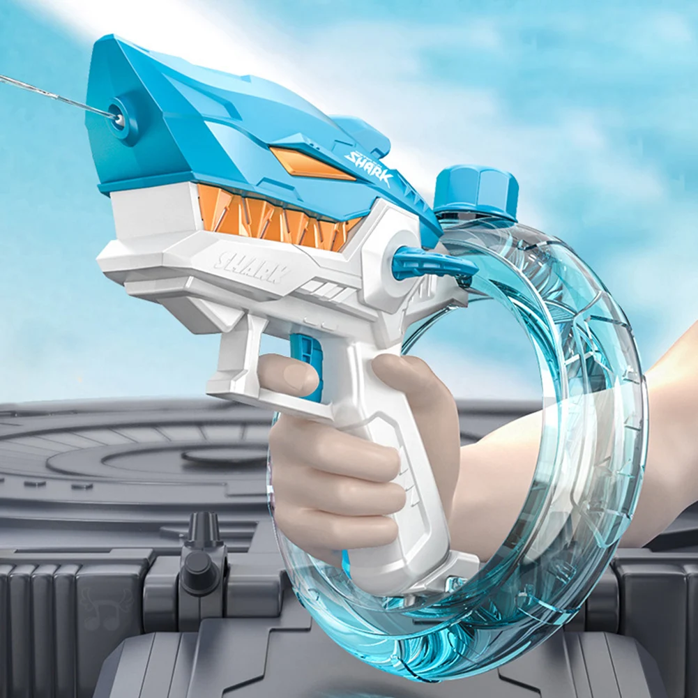 

Электрический водяной пистолет 300 куб.см, большая емкость, мультяшная акула, водяной пистолет, до диапазона, 32 фута, игрушка-пистолет для воды, летние игры на открытом воздухе, водные игрушки