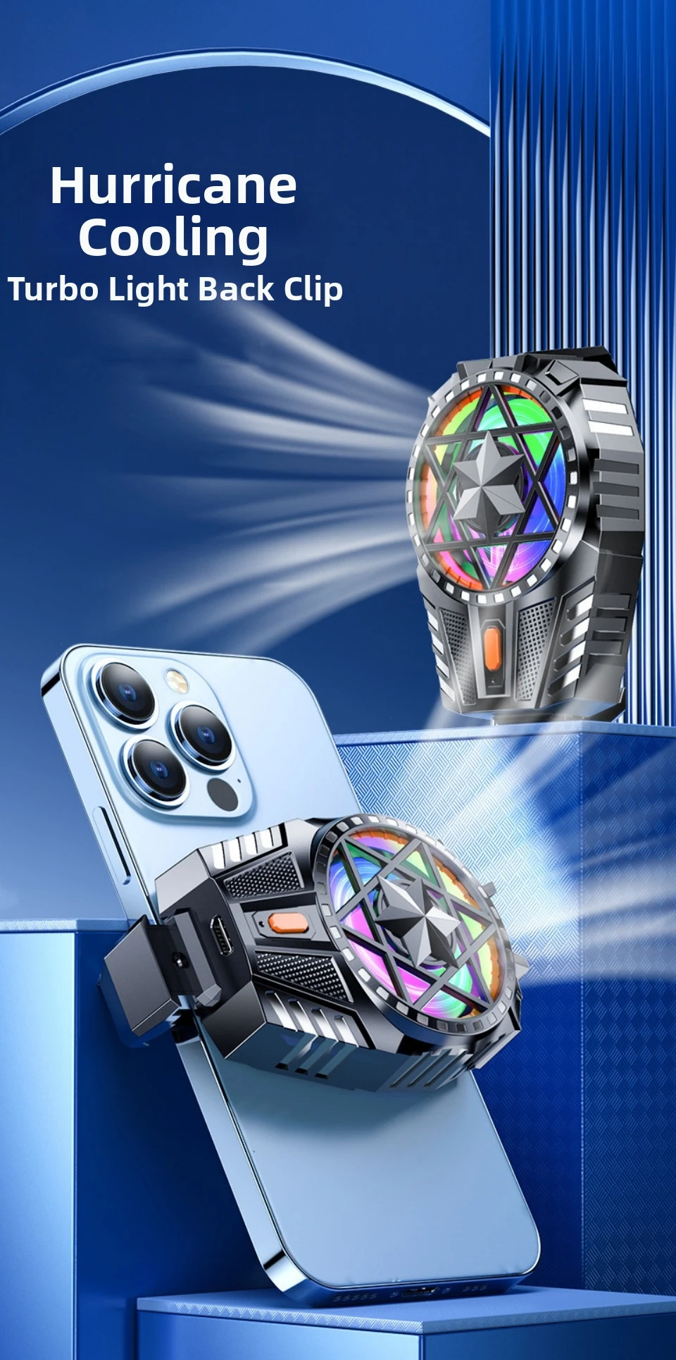 Mobile Phone Radiator Ice Cooler Magnetic Snap-On Cooling Fan RGB Lights Portable Game Cooler For Vlog Mobile Gaming