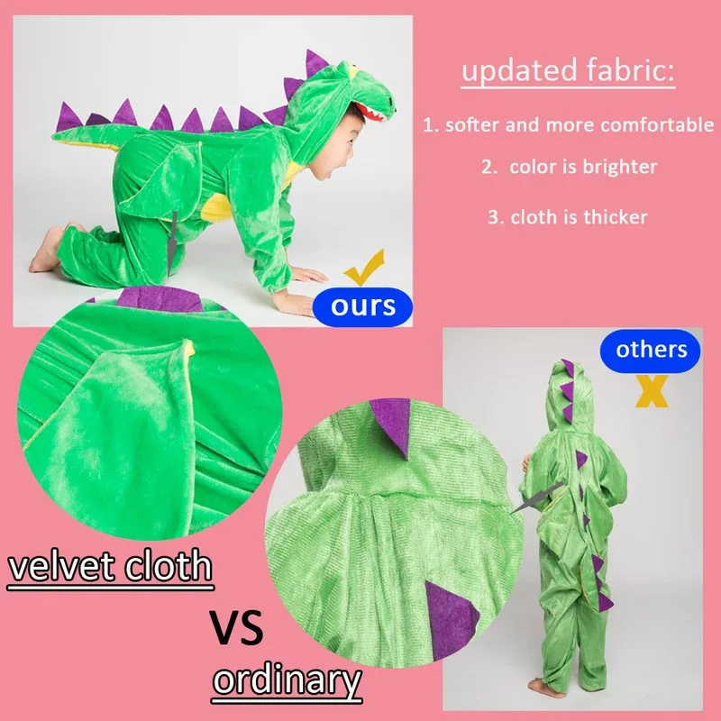 WU01 Umorden Jongens Meisjes Schattige Dieren Dinosaurus Kostuum Cosplay voor Kinderen Kind Fantasia Kinderdag Halloween Purim Party FJk5*!