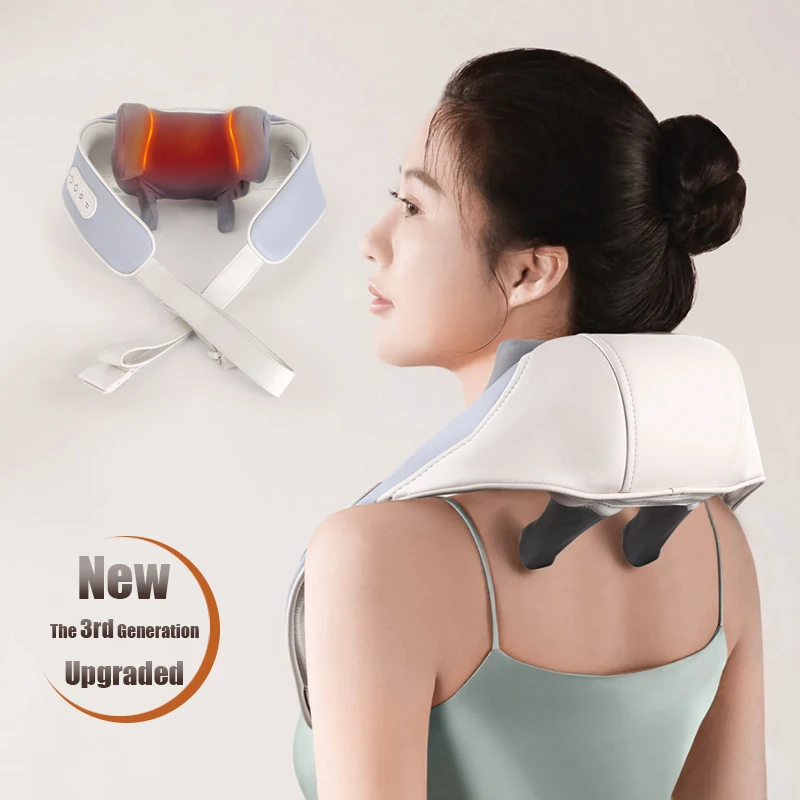 Best Cordless Mini Portable Neck Massager with Elastic Belt Hands-Free Design Light Weight 12V 2000mAh Body Shoulder Massager