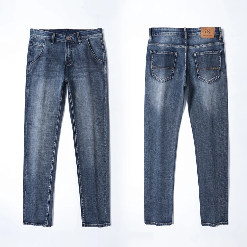 New  Plus Size 40 42 44 Men Straight Loose Jeans Business Fashion Denim Stretch Pants Male Brand Trousers